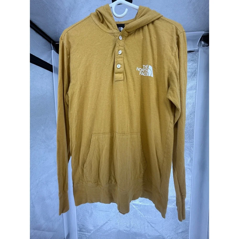 The North Face‎ Mens Hoodie Pullover Button Pocket Long Sleeve Top Small Yellow